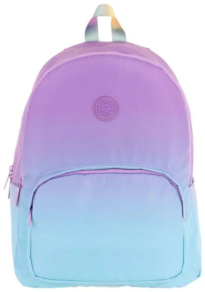 Kaukko Rainbow Kız Çocuk Üç Bölmeli İlkokul ve Ortaokul Çantası - Mor Turkuaz Renk Geçişli - K1799 - 2