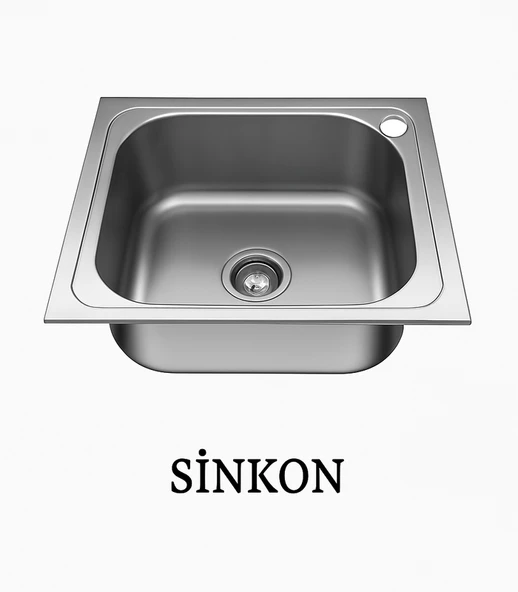 SİNKON Paslanmaz Krom Evye 40X50 Ankastre Eviye Sağ Delikli - 3