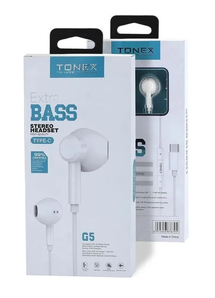 Tonex G5 Type-c Girişli Stereo Kablolu Kulaklık Süper Extra Bass - 5 ADET - 3