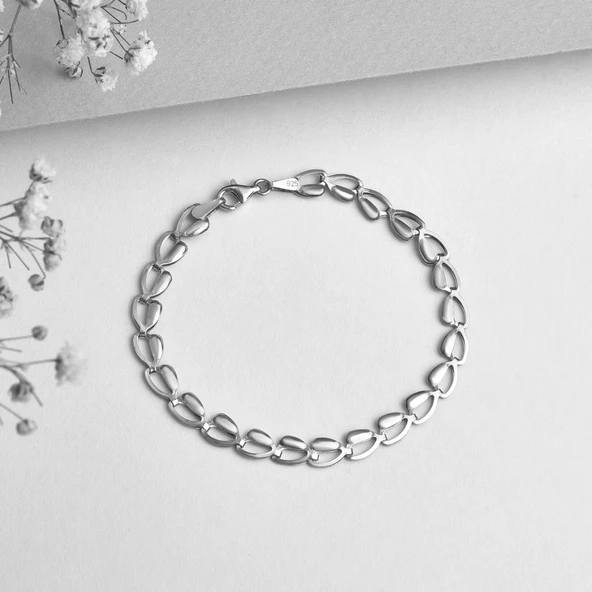 14 Ayar Altın Kaplama İtalyan Gösterişli ve Hafif Gümüş Bileklik - BP00104 - 6