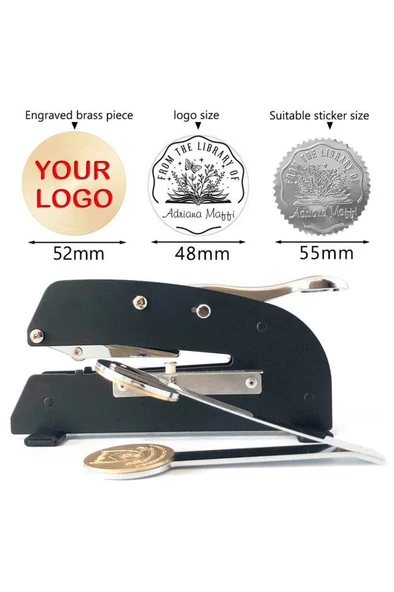 Soğuk Mühür Kabartma Damga A4 Uzun Kol Masaüstü Çelik Mühür - 6
