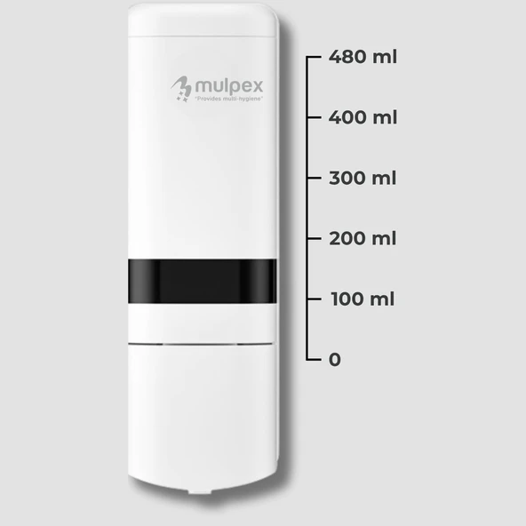 Mulpex 480 ml Beyaz Duvara Monte Sıvı Sabun Dispenseri | Premium Kalite ABS Gövde, Anahtarlı, Şık ve Güvenli
