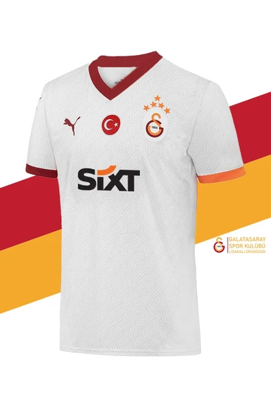 Galatasaray Orijinal Lisanslı 2024/25 5 Yıldızlı Beyaz Deplasman Taraftar Forma + Şal Kaşkol Set Hediyelik Ahşap Kutulu - Resim 4