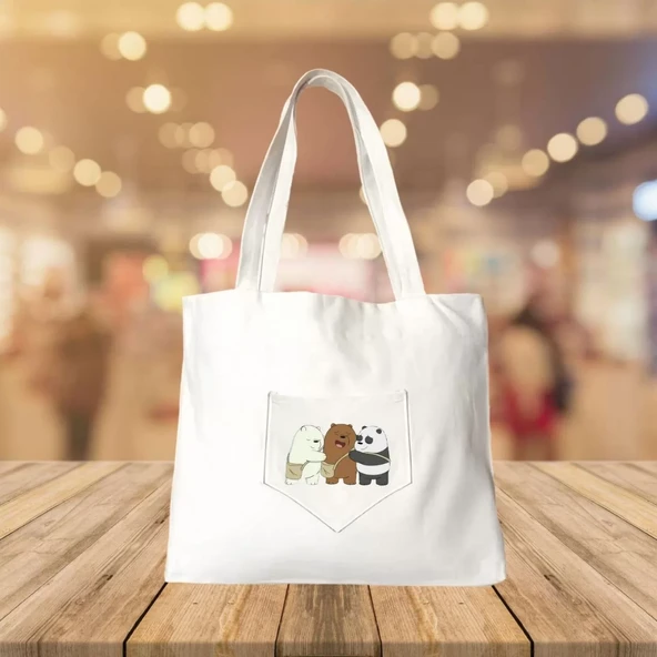 Baskılı Piknik ve Deniz Cepli Fermuarlı Çanta - Beyaz ürün görseli