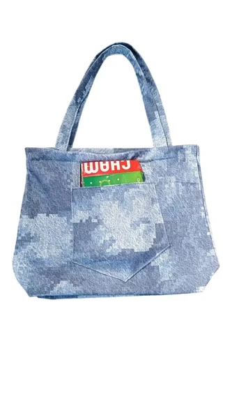 Blujin Desenli Piknik ve Deniz Cepli Fermuarlı Çanta - Mavi - 5