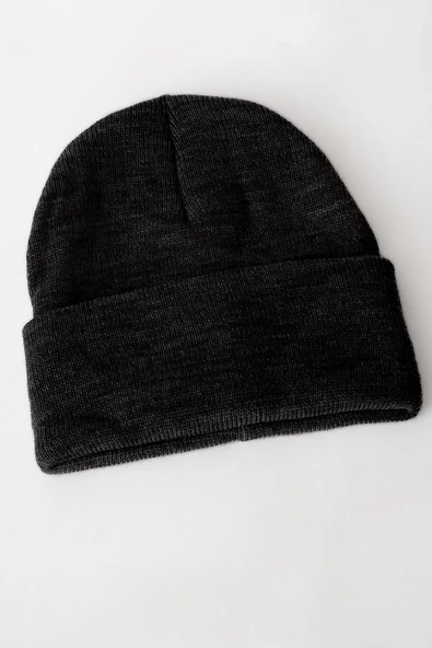 Kadın Katlamalı Basic Bere - Siyah - Resim 5