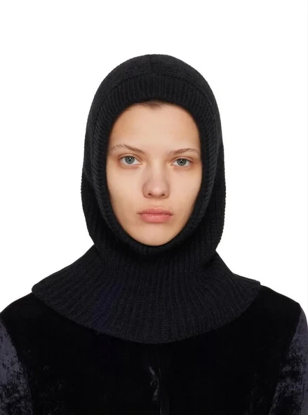 Kışlık Tam Kalıp Boğazlı Dokuma Triko Bere - Siyah ürün görseli