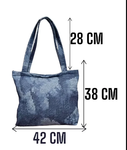 Blujin Desenli Piknik ve Deniz Cepli Fermuarlı Çanta - Mavi - 2