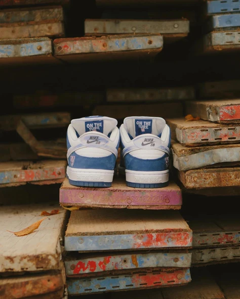 NIKE SB DUNK LOW X BORN X RAISED WHITE BLUE - Resim 7