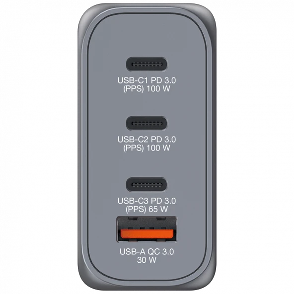 VERBATIM GNC-100 GaN Charger 100W 2xUSB-CPD 100W / 1xUSB- PD 65W/ 1 x USB- - 2