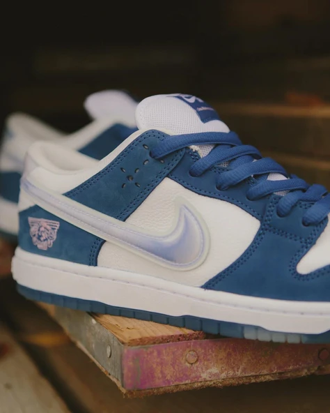 NIKE SB DUNK LOW X BORN X RAISED WHITE BLUE - Resim 9