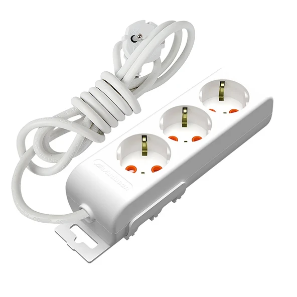 3'lü 3 metre kablolu grup priz anahtarsız "çocuk korumalı" - Resim 2