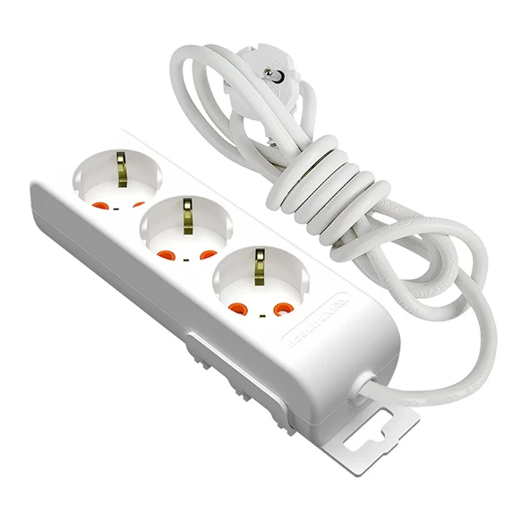 3'lü 3 metre kablolu grup priz anahtarsız "çocuk korumalı" - Resim 3