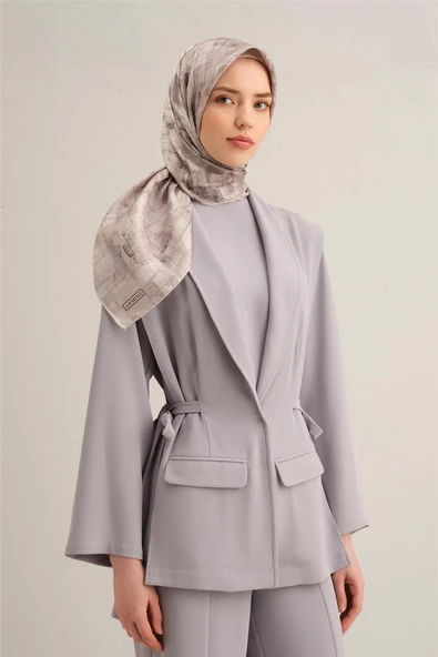 Monogram Desenli Saf İpek Sura Eşarp 9339 81 - 3