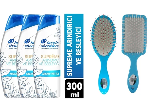 head and shoulders Supreme Şampuan Güç 300 ml 3 Adet Saç Fön Fırçası Oval Saç Fırçası Tarak 1+1 Adet