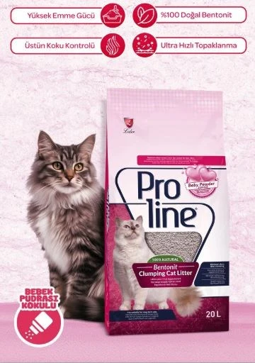 Proline Bebek Topaklaşan İnce Bentonit Pudralı Kedi Kumu 20 Lt ürün görseli