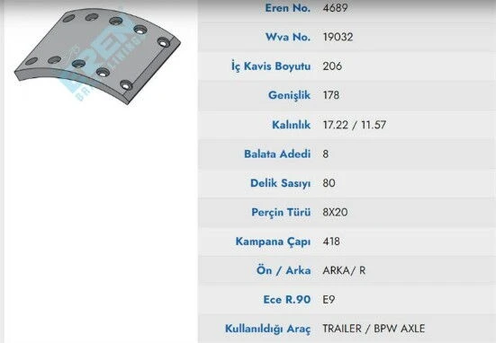 KAMPAMANA BALATA MUHTELIF TREYLER / PILOT / YILDIZ 19032 ürün görseli