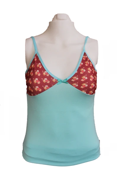 Pamuklu Ip Askılı açık Mavi Çiçekli Atlet