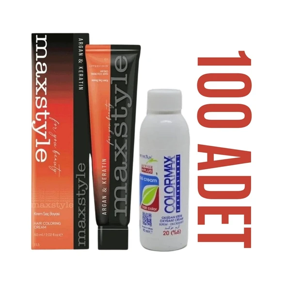 Maxstyle Kuaför Seti 60 Ml 100 Adet Saç Boyası +  100 Adet 90 Ml Oksidan