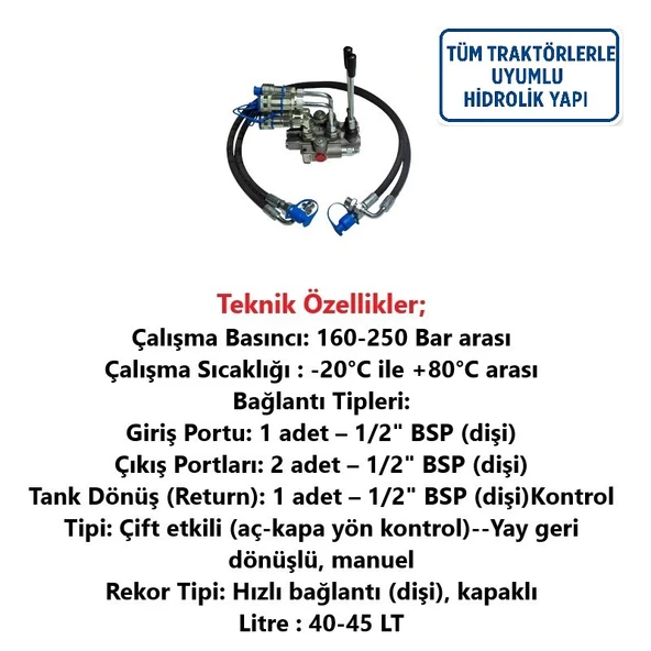 Tarım Garaj İki Kollu Hidrolik Kumanda Kolu - Resim 3