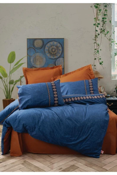 Emh Folk Art Çift Kişilik Nevresim Takımı Lusso Lacivert ürün görseli