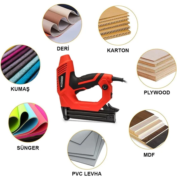 KOBB KBZ90 15-25mm Zımba ve 15-32mm Profesyonel Çivi Çakma Makinesi + 3000 adet Yedek Zımba ve Çivi - Resim 6