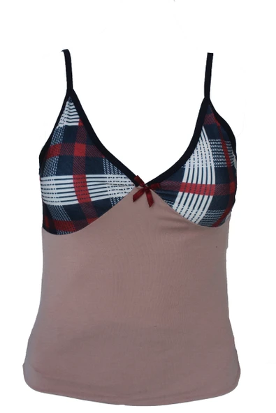 Pamuklu Ip Askılı Krem Rengi Atlet