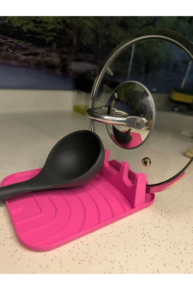 4 Bölmeli Tezgah Üstü Kaşık Kepçe Altlığı-Tencere Kapağı Tutucu - Resim 4