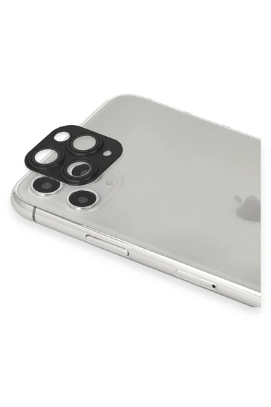 iPhone 11 Pro Max Pers Alüminyum Kamera Lens - Siyah - 2