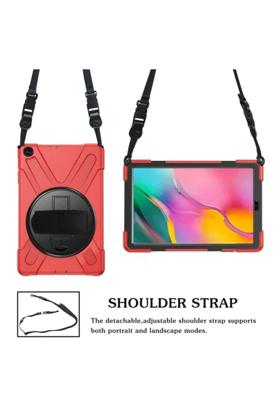 Samsung Galaxy T510 Tab A 10.1 Kılıf Amazing Tablet Kapak - Kırmızı - 3