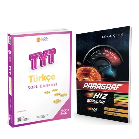 Üç Dört Beş TYT Türkçe ve Hız ve Renk Paragraf Soru Bankası 2 Kitap Set ürün görseli 1