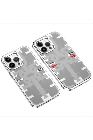 iPhone 13 Pro Max Kılıf Mekanik Bumper Kapak - Gümüş ürün görseli