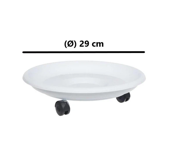 Omnipazar SO-TT02 Tekerlekli Saksı Tabağı No 2 Beyaz 3 Adet - Resim 2