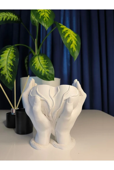 Ağaç Desenli Kalp Eller Vazo - Resim 3