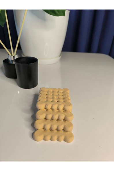 4'Lü Petibör Bisküvi Şeklinde Bardak Altlığı - Resim 2