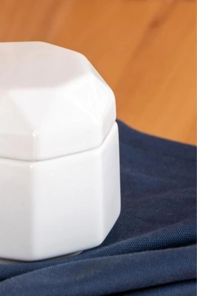 Master Collection Porselen Kapaklı Kavanoz 8 Cm Beyaz - Resim 2