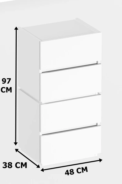 AEKA Ae-2034 Galata 4 Çekmeceli Patentli Antrasit Şifonyer Yatak Odası Bebek Odası Komodin - Resim 3
