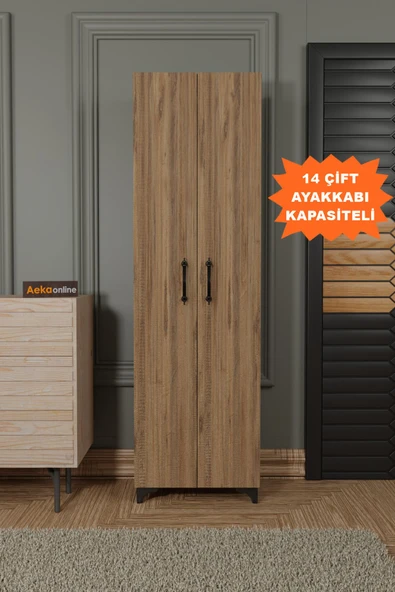 AEKA AE-3085 SELEN ATLANTİK ÇAM AYAKKABILIK, 7 RAFLI, AYAKLI, 2 KAPAKLI ÇOK AMAÇLI DOLAP, KİLER DOLABI ürün görseli
