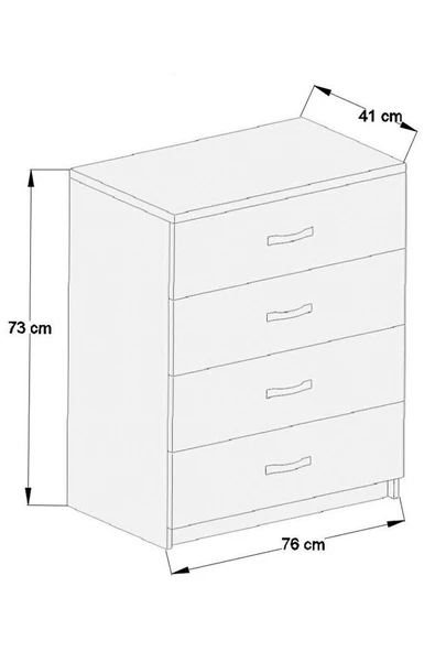 AEKA Ae 1045 Açelya Açelya 4 Çekmeceli Lüks Şifonyer Komodin Sonomo - Resim 3