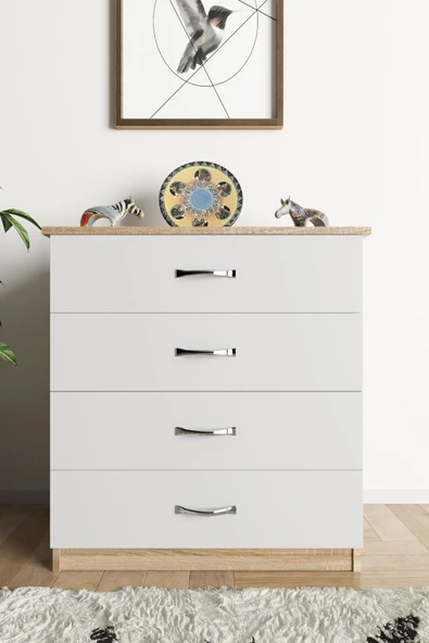 AEKA Ae 1045 Açelya Açelya 4 Çekmeceli Lüks Şifonyer Komodin Sonomo - Resim 2