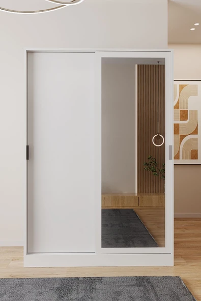 AEKA AE-3071 Patentli İdeal Aynalı Vestiyer Portmanto Ayakkabılık Raflı Askılıklı, Beyaz - Resim 5