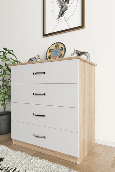 AEKA Ae 1045 Açelya Açelya 4 Çekmeceli Lüks Şifonyer Komodin Sonomo ürün görseli