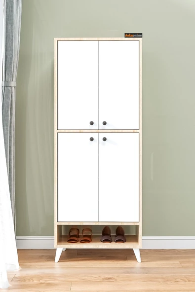 AEKA Ae-1088 Patentli Imaj Sonomo Ayakkabılık, 9 Raflı, Ayaklı, 4 Kapaklı Çok Amaçlı Dolap, Kiler Dolabı - 4