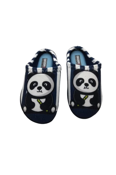 GEZER Çocuk Lacivert-Beyaz Ultra Hafif Panda Desenli Ev İçi Terlik gzrtr965210 - Resim 3