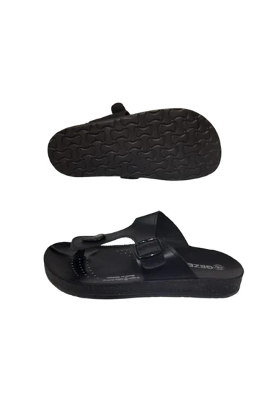 GEZER Siyah Unisex Rahat Hafif Ve Şık Parmak Arası Terlik - Resim 3