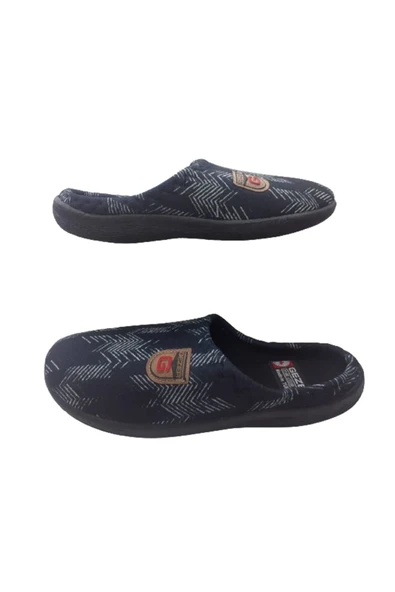 GEZER Unısex Siyah Çizgi Desenli Ev İçi Terlik