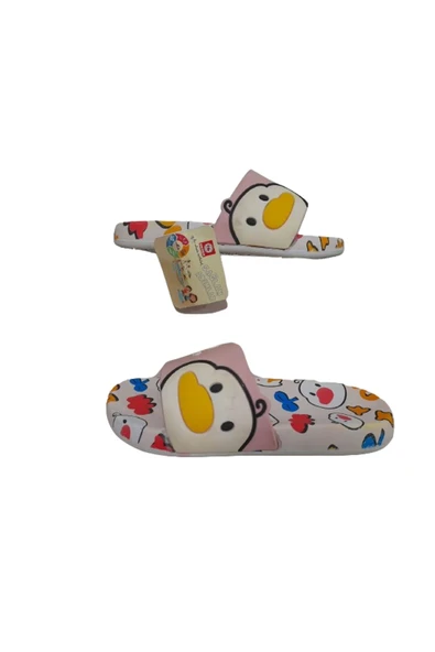 GEZER Kız Çocuk Terlik Kaydırmaz Taban Ördek Desen Pudra ürün görseli