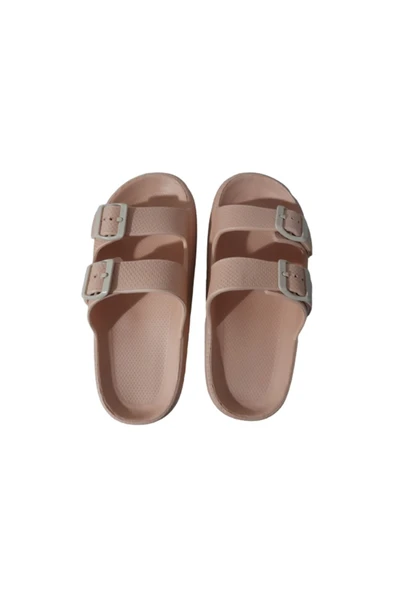 Sonimix Rahat Çift Tokalı Ortopedik Bej Kadın Günlük Deniz-plaj-havuz Sandalet - 3