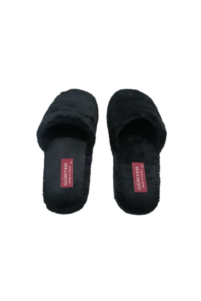 gürter G072-10 Kadın Siyah Peluş Ev Içi Terlik - Resim 2