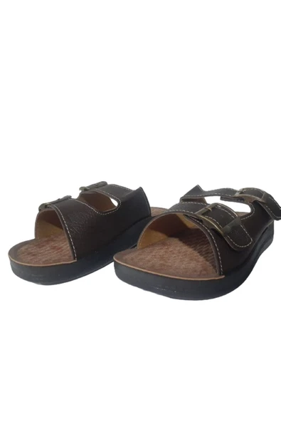 GEZER Erkek Kahve Çift Tokalı Ultra Hafif Günlük Şık Terlik gezrr8-0977 - 5